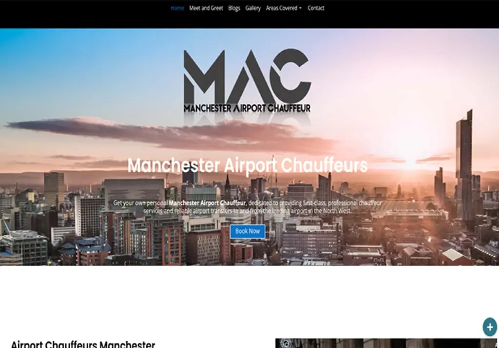 Manchester Airport Chauffeurs website screenshot